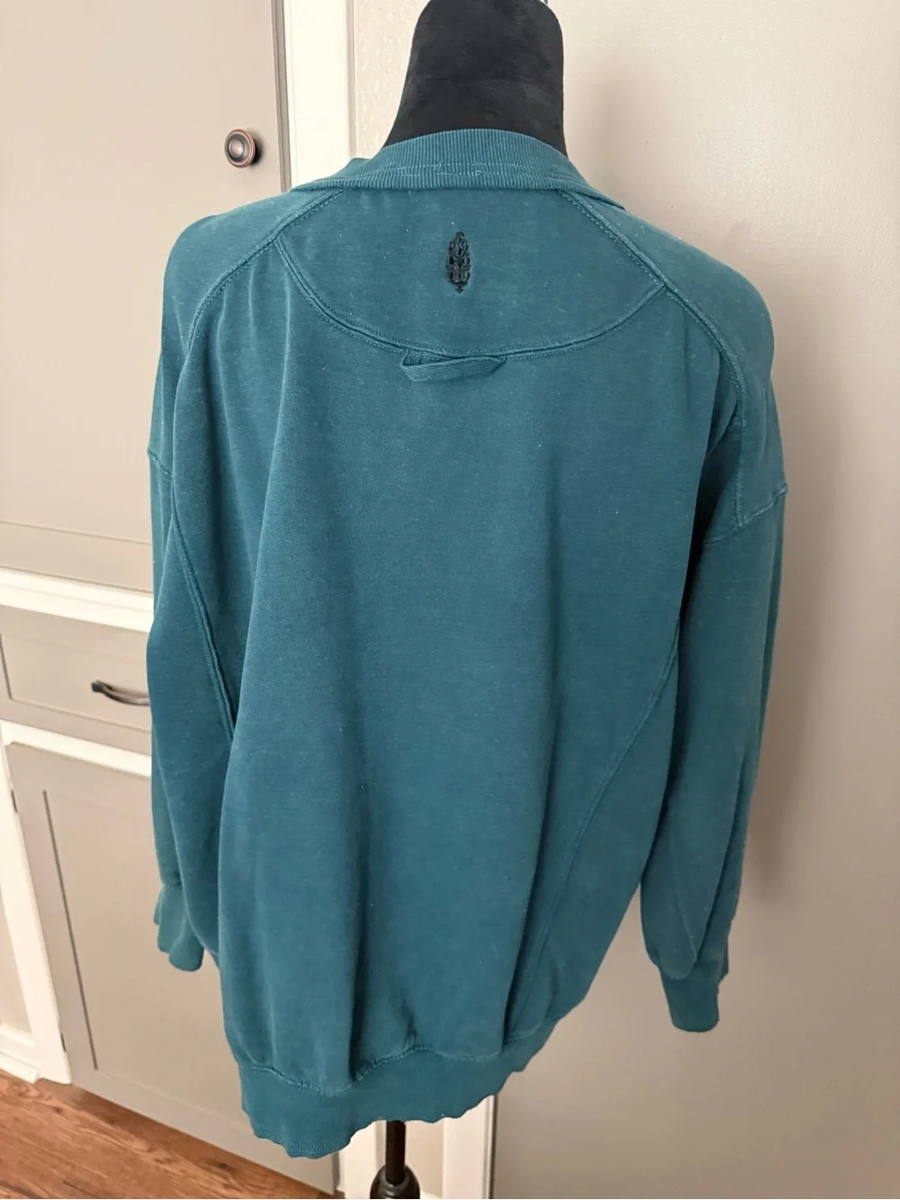 Free People Men's Teal Crewneck Pullover